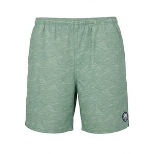 AFTCO Green Wave Print Swim Trunks Board Shorts Mesh Lined Size XL‎ 7in Inseam